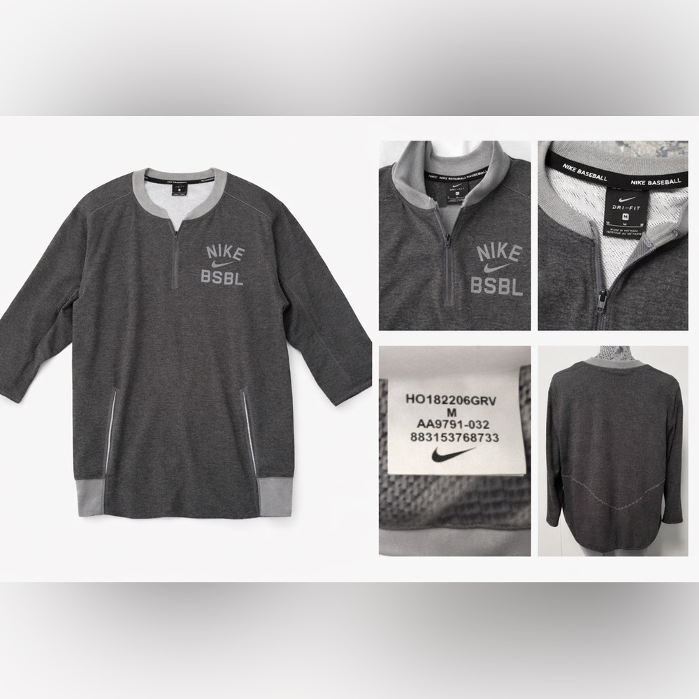 Nike Baseball Dri-FIT Quarter Zip Pullover Gray BSBL Athletic Top Men’s M